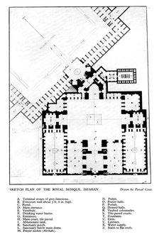 'Sketch plan of the Royal Mosque, Isfahan', 1931.Artist: Pascal Coste