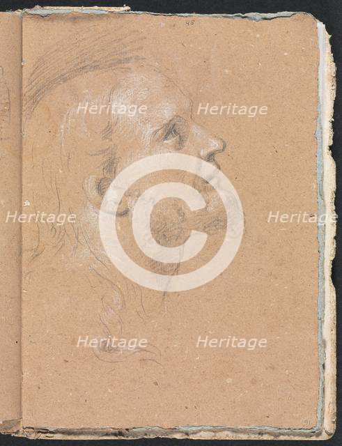 Verona Sketchbook: Male head in profile (page 91) , 1760. Creator: Francesco Lorenzi (Italian, 1723-1787).