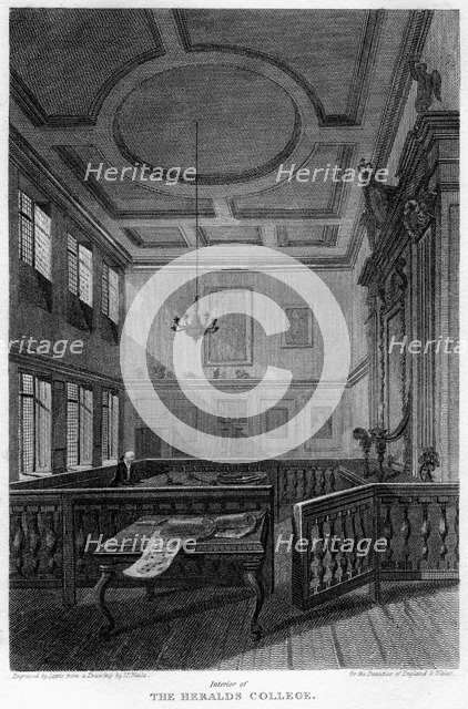 Interior of the Heralds' College, London, 1815.Artist: Lewis