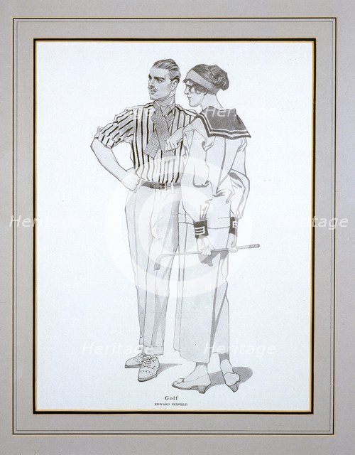 Golfing fashion illustration, early 20th century. Artist: Unknown