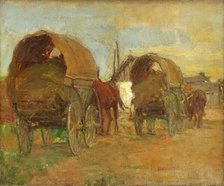 Gypsy caravans, 1918. Creator: Elemír Halász-Hradil.