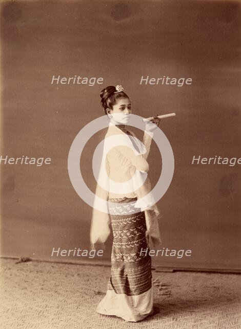 Burmese Girl and her Cheroot, about 1885. Creator: Felice Beato.