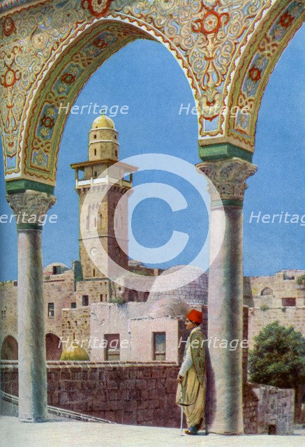 Islamic minaret on Temple Mount, Jerusalem, Palestine, c1930s. Artist: Donald McLeish