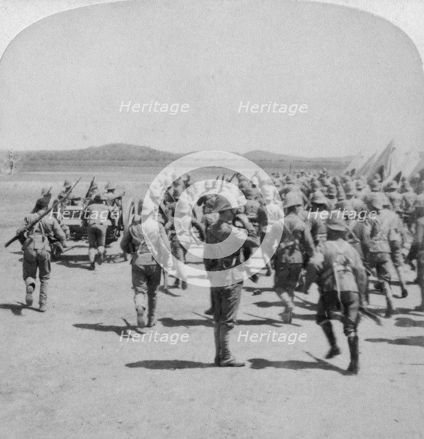 Camp alarm at Honey Nest Kloof, South Africa, 1900.Artist: Underwood & Underwood