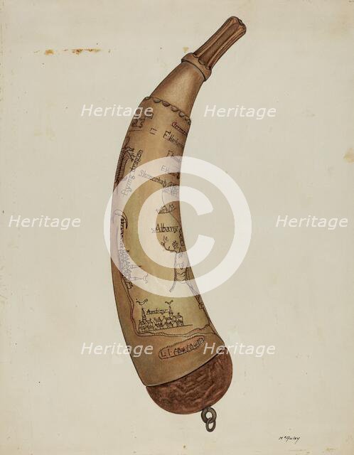 Powder Horn, c. 1940. Creator: William McAuley.