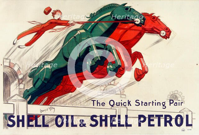 Shell oil & Shell petrol , 1930. Creator: D'Ylen, Jean (1886-1938).