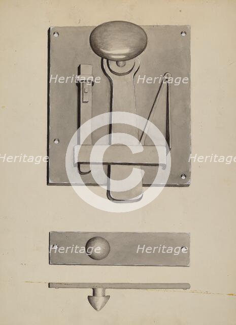 Combination Latch/Lock, c. 1936. Creator: James M. Lawson.