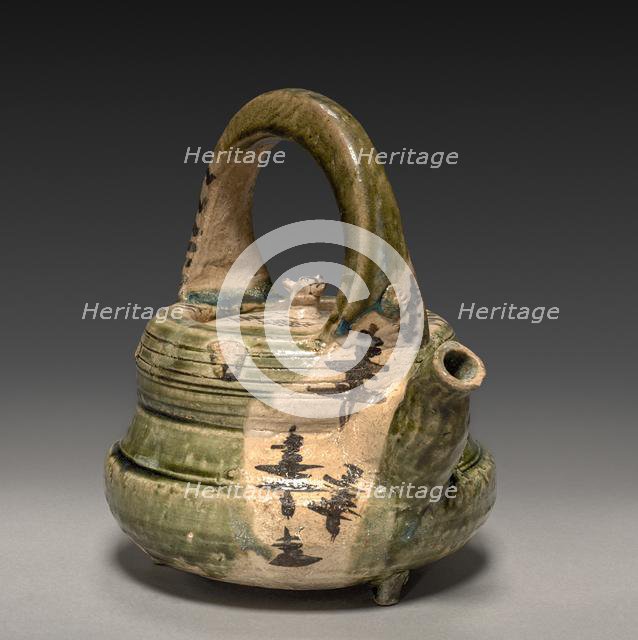 Water Container in the Shape of a Kettle: Oribe Ware, early 17th century. Creator: Unknown.