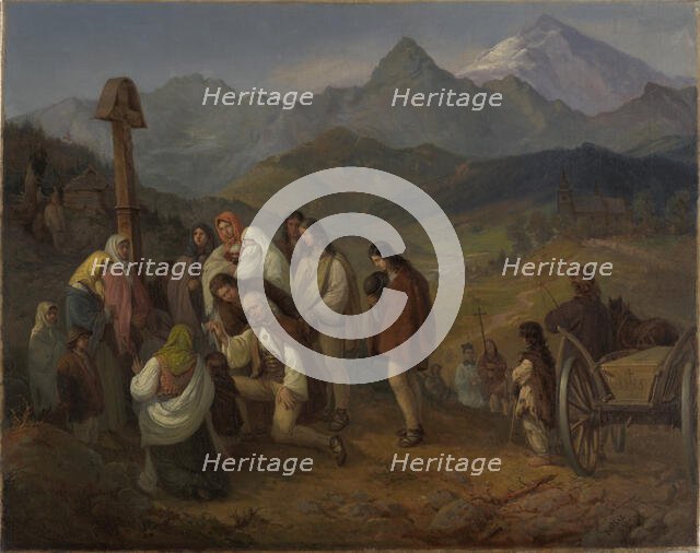 A Highlander's Funeral, 1860. Creator: Aleksander Kotsis.