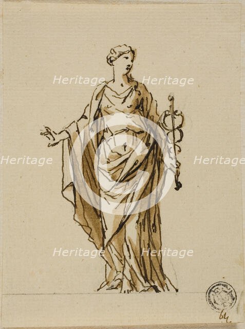 Standing Allegorical Figure with Caduceus (Peace?), n.d. Creators: John Michael Rysbrack, Sir James Thornhill.