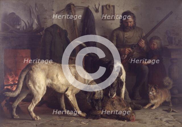 After the Boar Hunt, 1876. Creator: Otto Bache.