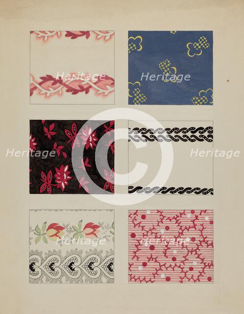 Materials from Quilt, c. 1936. Creator: Dorothy Posten.