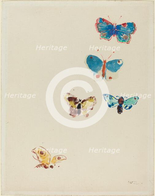 Five Butterflies, c. 1912. Creator: Odilon Redon.