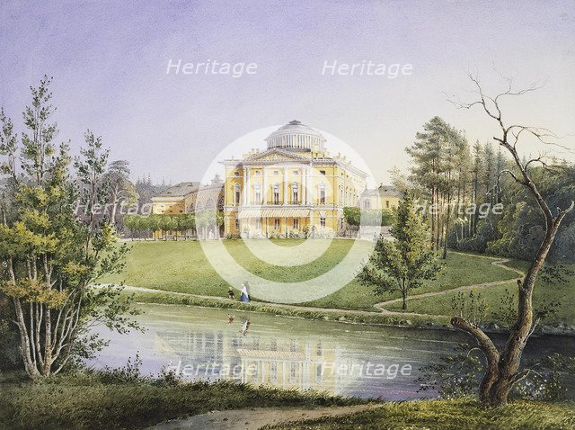View of the Pavlovsk Palace, 1847. Artist: Anonymous  
