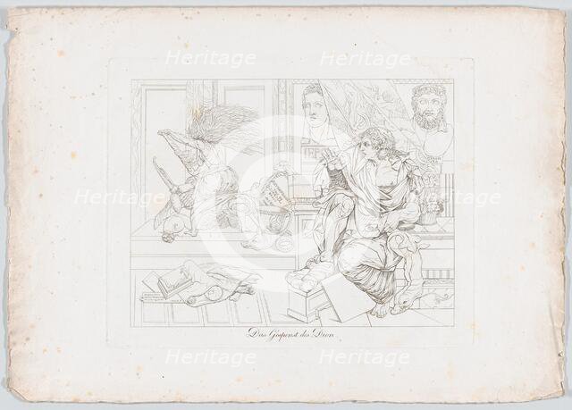 Das Gespenst des Dion (The Apparition Appears to Dion Wielding a Broom, Plutarch, Dion, 55..., 1806. Creator: Johann Heinrich Lips.