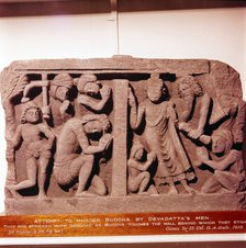 Devadatta's attempt to murder the Buddha, c2nd-3rd century.  Artist: Unknown.