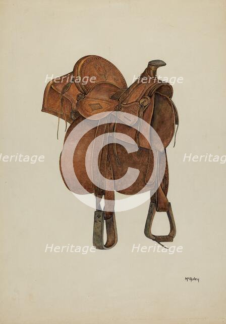 Leather Saddle, c. 1940. Creator: William McAuley.