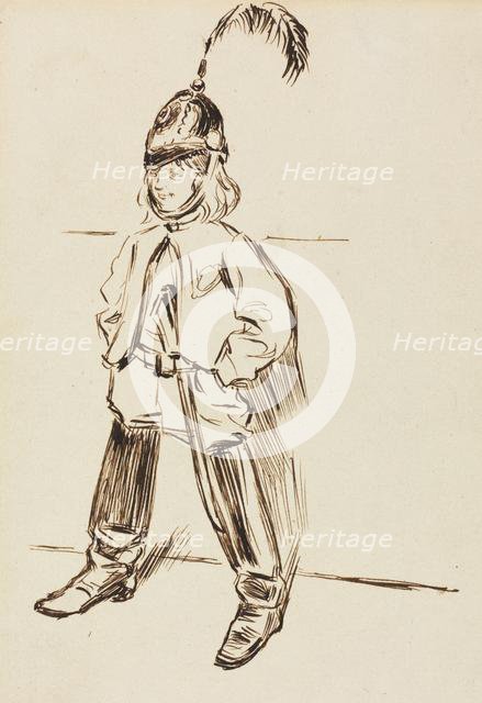 Study of a Child in Helmet and Boots. Creator: Charles Samuel Keene (British, 1823-1891).