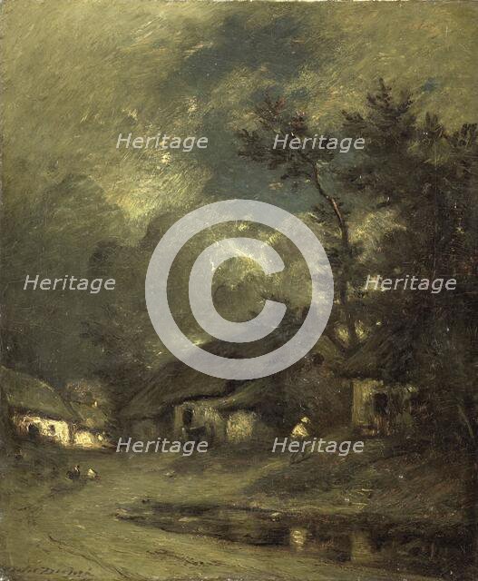 A Village by Night, 1840-1889. Creator: Jules Dupré.