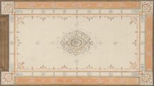 Design for the decoration of a ceiling with filagree borders and a central medallion, 1830-97. Creators: Jules-Edmond-Charles Lachaise, Eugène-Pierre Gourdet.