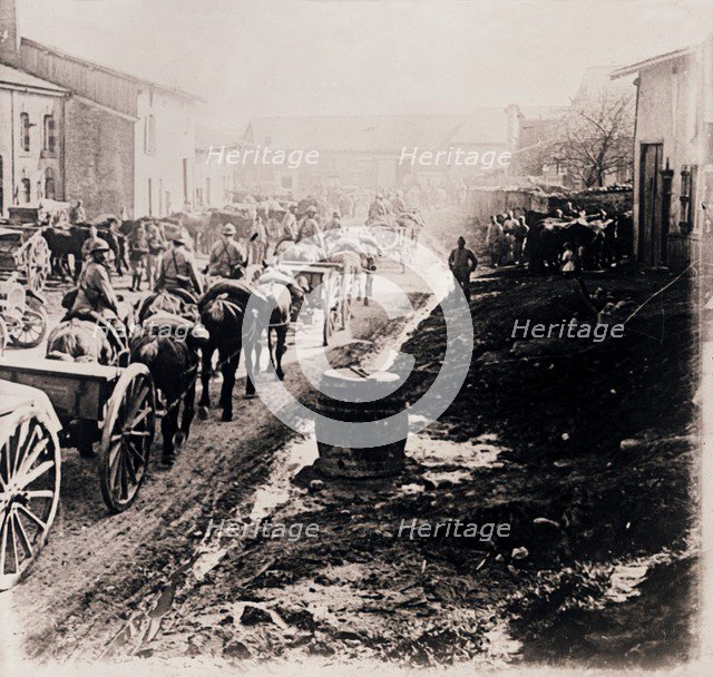 Mounted troops with wagons, c1914-c1918. Artist: Unknown.
