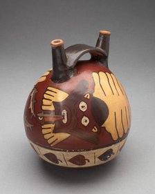 Double Spout Vessel Depicting a Costumed Ritual Performer with Sharks, 180 B.C./A.D. 500. Creator: Unknown.