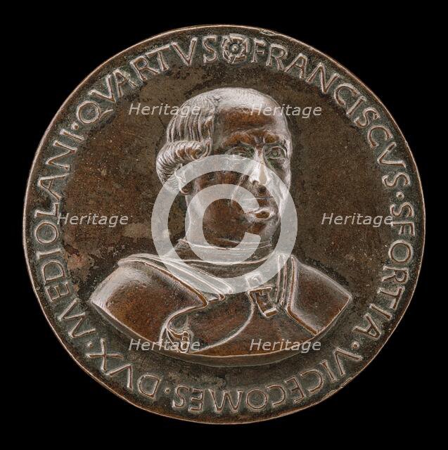 Francesco I Sforza, 1401-1466, 4th Duke of Milan 1450 [obverse], c. 1466. Creator: Sperandio Savelli.