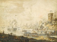 The naval Battle of Chesma on 5 July 1770, 18th century. Artist: Anonymous  