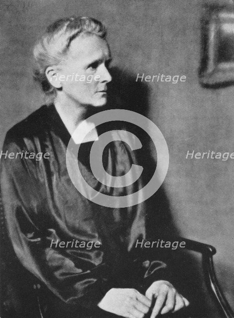 Marie Curie, Polish-born French physicist, 1929. Artist: Unknown