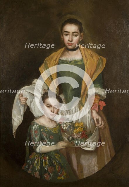 Portrait of two girls (The two sisters), ca 1720. Creator: Ceruti, Giacomo Antonio (1698-1767).
