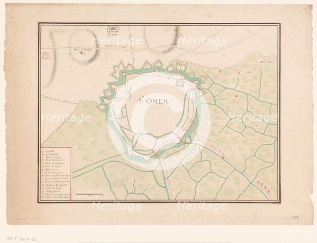 Map of Sint-Omaars, 1650-1700. Creator: Anon.