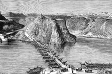 Bridge of boats over the Indus at Khushalgarh, Pakistan, 1895. Artist: Unknown