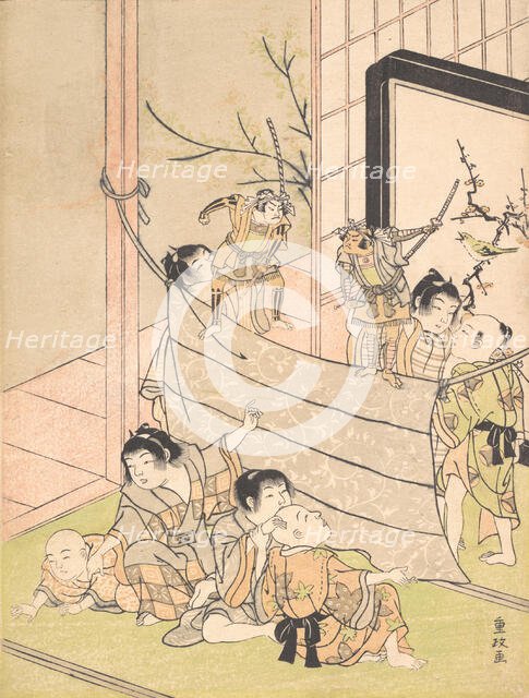 Young Boys Performing a Puppet Show, ca. 1770. Creator: Kitao Shigemasa.
