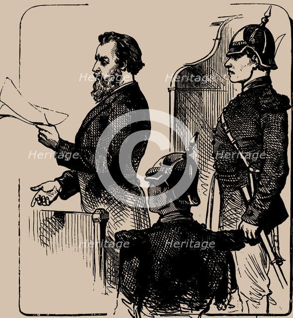 Andrei Zhelyabov before the Court, 1881. Creator: Anonymous.