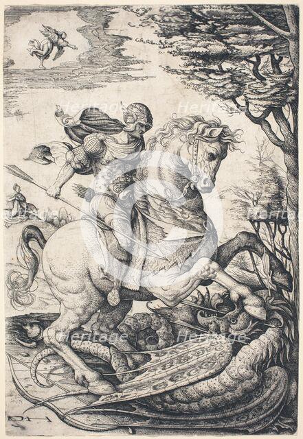 Saint George on Horseback Slaying the Dragon. Creator: Daniel Hopfer.