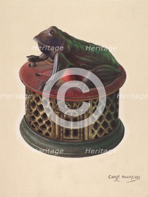 Toy Bank: Frog, c. 1938. Creator: Chris Makrenos.