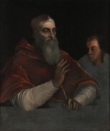 Pope Paul III and his nephew (Ottavio Farnese?), 1534-1540. Creator: Piombo, Sebastiano, del (1485-1547).
