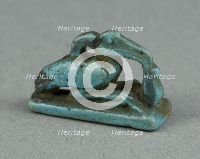 Amulet of the God Thoth as a Crouched Ibis with Feather of Maat, Egypt, Late Period-Ptolemaic... Creator: Unknown.