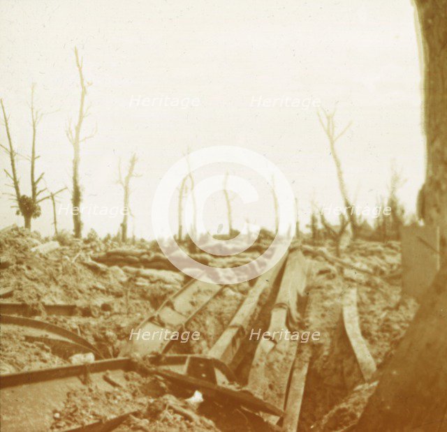 Banks of the River Yser, Diksmuide, Belgium, c1914-c1918. Artist: Unknown.