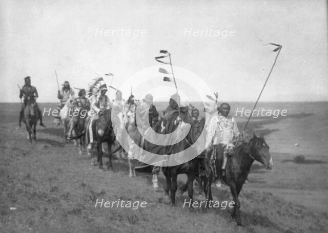 On the war path-Atsina, c1908. Creator: Edward Sheriff Curtis.