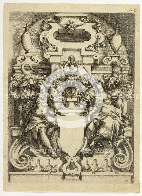 Fantastic Architecture, plate 36 (later 44, and 125) from Architectura, c. 1596. Creator: Wendel Dietterlin the Elder.