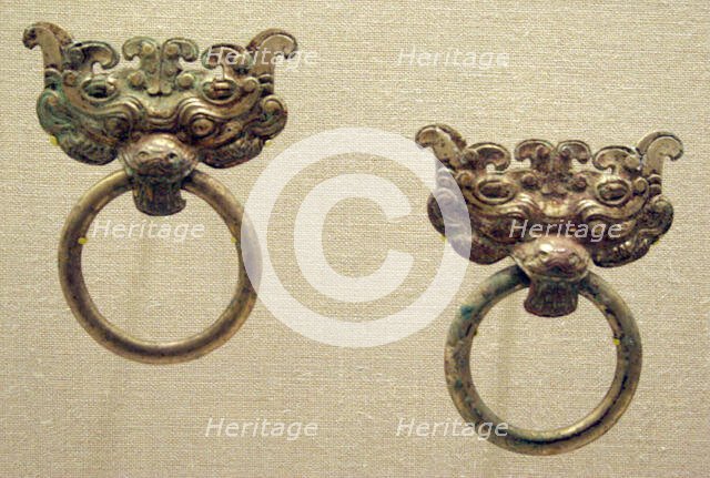 Monster-Mask Fitting with Ring Handle, Han dynasty (206 B.C.-A.D. 220). Creator: Unknown.