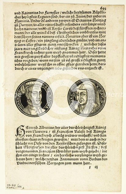 Medallion Portraits of Henry and Margaret of Navarre (recto) and Portraits of...1937. Creators: Hans Rudolf Manuel Deutsch, Max Geisberg.