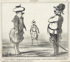 Le Général Schlagmann, s'imaginant que le costume donne du courage..., 1859. Creator: Honore Daumier.