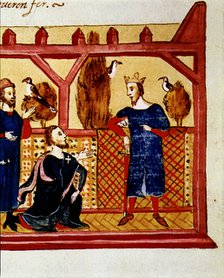 Interview in Alcaniz of the King James I the Conqueror (1213 - 1276) with Hugo Forcalquer and Bla…