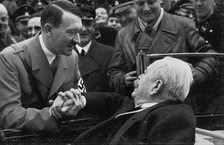 Adolf Hitler greeting General Karl Litzmann on his birthday, 1934. Artist: Unknown