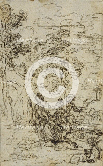 Study for Vignette in Fontenelle's (attr.) "Les Amours de Mirtil", Canto III, c. 1761. Creator: Hubert Francois Gravelot.