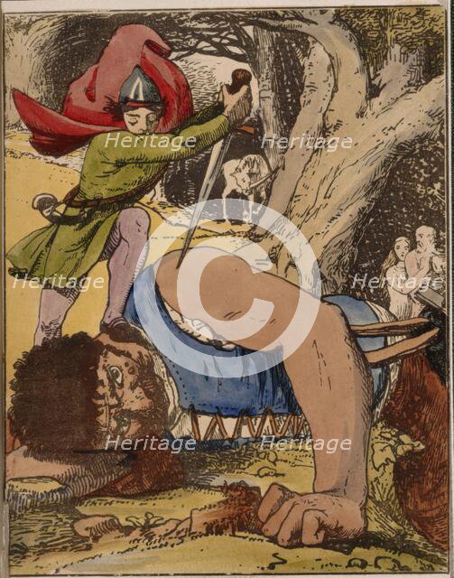 Jack killing the giant, 1845.  Creator: Unknown.