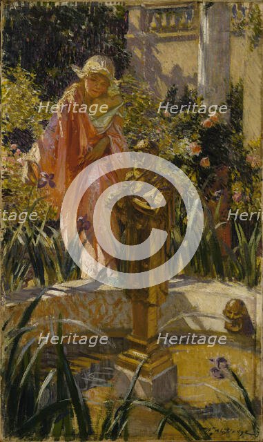 Stepping in the Fountain, ca. 1916. Creator: William de Leftwich Dodge.