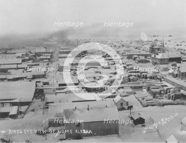 Bird's eye view of Nome with snow, between c1900 and c1930. Creator: Lomen Brothers.